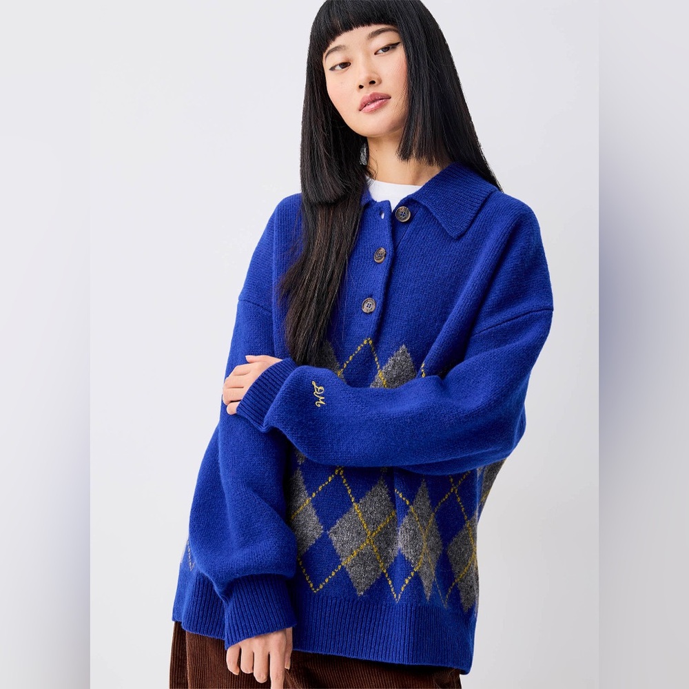 Damson Madder Saskia Wool Rugby Sweater in Cobalt UK 8 / US 4